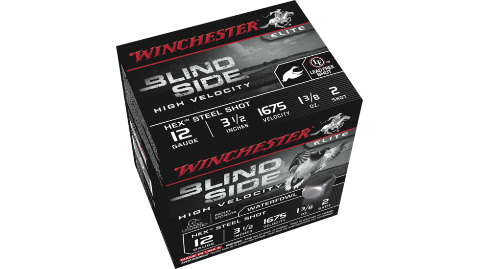 Winchester Blind Side 12 Gauge 1 3/8 oz 3.5in Centerfire Shotgun Ammo, 25 Rounds, SBS12LHV2