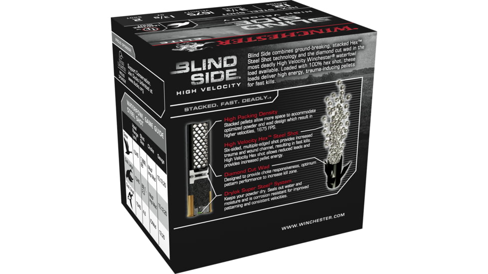Winchester Blind Side 12 Gauge 1 3/8 oz 3.5in Centerfire Shotgun Ammo, 25 Rounds, SBS12LHV2