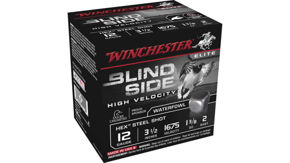 Winchester Blind Side 12 Gauge 1 3/8 oz 3.5in Centerfire Shotgun Ammo, 25 Rounds, SBS12LHV2