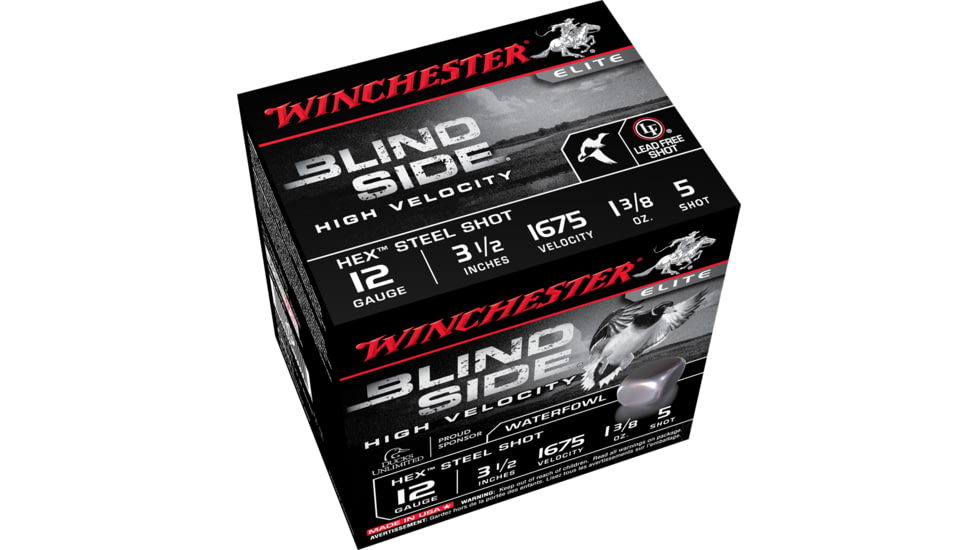 Winchester Blind Side 12 Gauge 1 3/8 oz 3.5in Centerfire Shotgun Ammo, 25 Rounds, SBS12LHV5