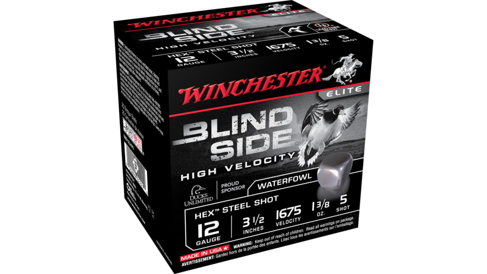 Winchester Blind Side 12 Gauge 1 3/8 oz 3.5in Centerfire Shotgun Ammo, 25 Rounds, SBS12LHV5