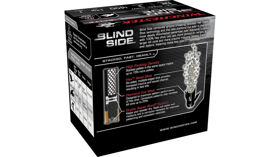 Winchester Blind Side 12 Gauge 1 3/8 oz 3in Centerfire Shotgun Ammo, 25 Rounds, SBS1231