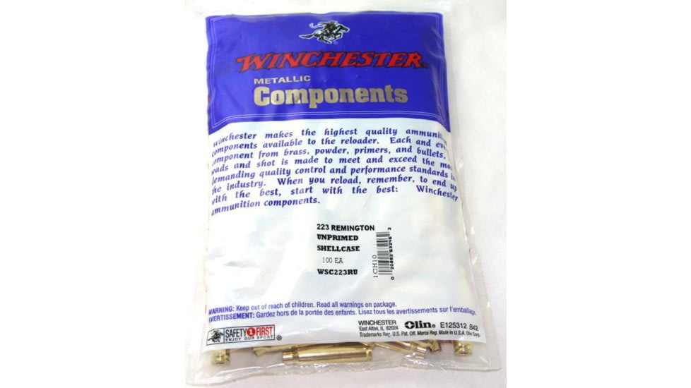 Winchester Bulk Components Winchester Unprimed Brass Rifle Cartridge Cases 100/ct .223 Rem, CSWBW223RU1