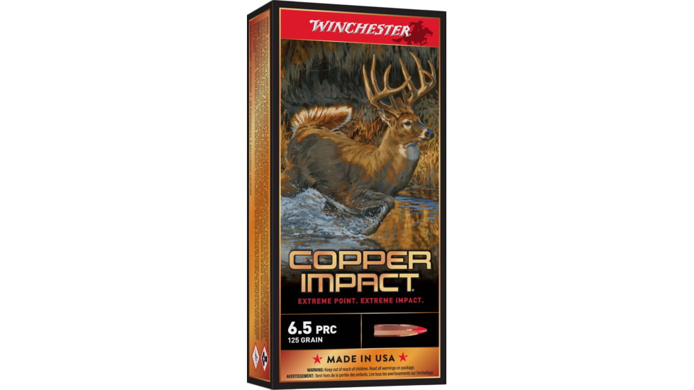 Winchester Copper Impact 6.5mm PRC 125 Grain Copper Solid Centerfire Rifle Ammo, 20 Rounds, X65PCLF