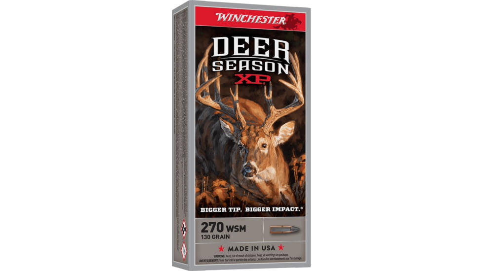 Winchester Deer Season XP .270 Winchester Short Magnum 130 grain Extreme Point Polymer Tip Centerfire Rifle Ammo, 20 Rounds, X270SDS