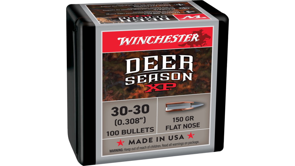 Winchester Deer Season XP .30-30 Caliber Rifle Bullets, 150 grain, Rapid Expansion Polymer Tip, 100 Bullets, WB3030XP