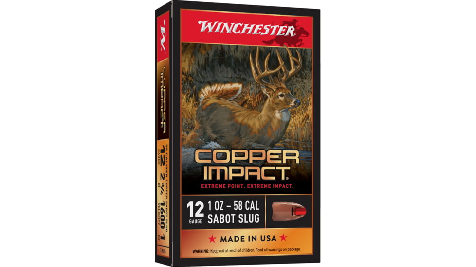Winchester Deer Season XP Copper Impact 12 Gauge 2.75in Sabot Centerfire Shotgun Slug Ammunition, 5 Rounds, X12CLF