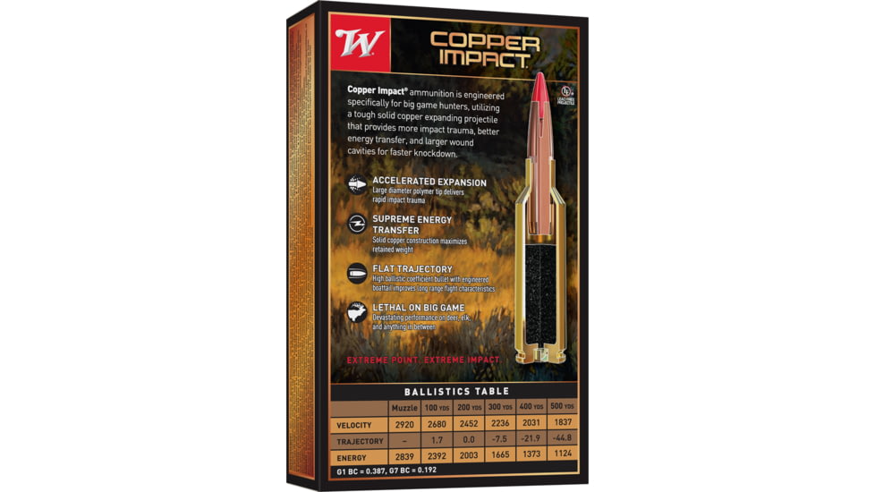 Winchester Deer Season XP Copper Impact .30-06 Springfield 150 Grain Copper Extreme Point Centerfire Rifle Ammo, 20 Rounds, X3006CLF