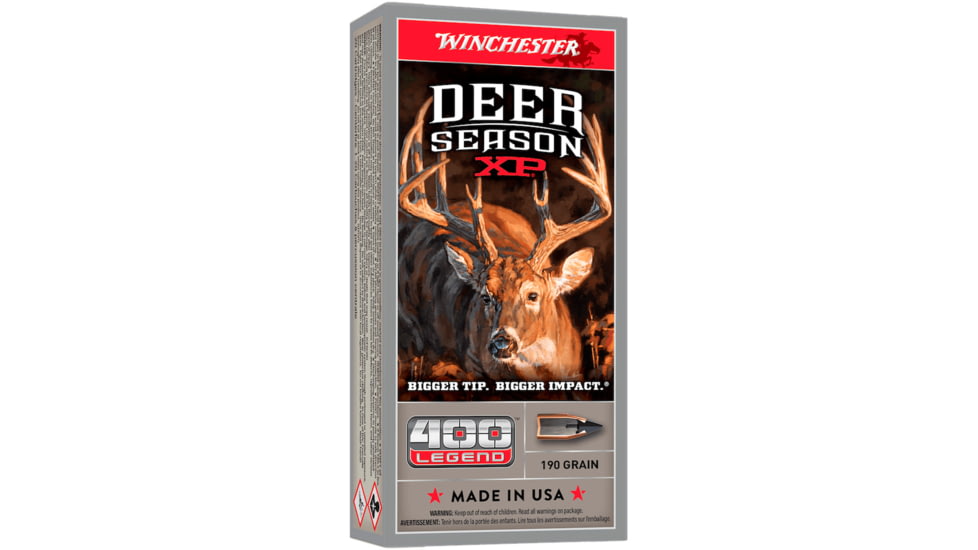 Winchester Deer Season XP .400 legend 190 Grain Extreme Point Brass Cased Rifle Ammunition, 20 Rounds, Brass/Copper, X400DS