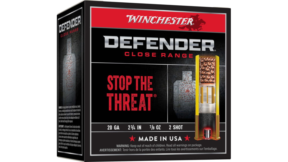 Winchester Defender 20 Gauge 0.87oz 2.75in Size 2 Centerfire Shotgun Shot Ammunition, 25 Rounds, S202PD25