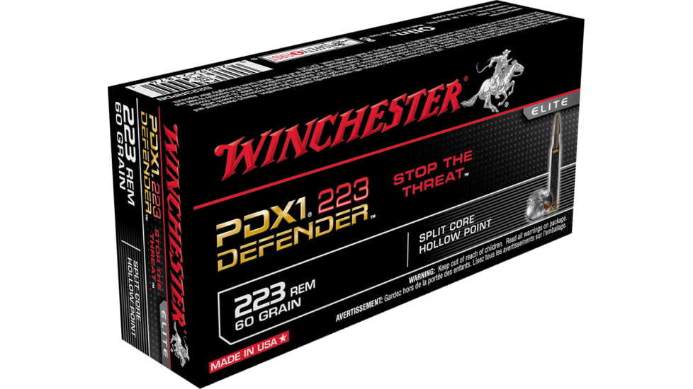 Winchester Defender RIFLE .223 Remington 60 grain Split Core Hollow Point Centerfire Rifle Ammo, 20 Rounds, S223RPDB