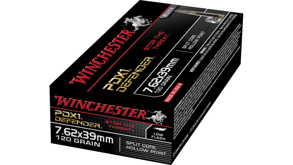 Winchester Defender RIFLE 7.62x39mm 120 grain Split Core Hollow Point Centerfire Rifle Ammo, 20 Rounds, S76239PDB