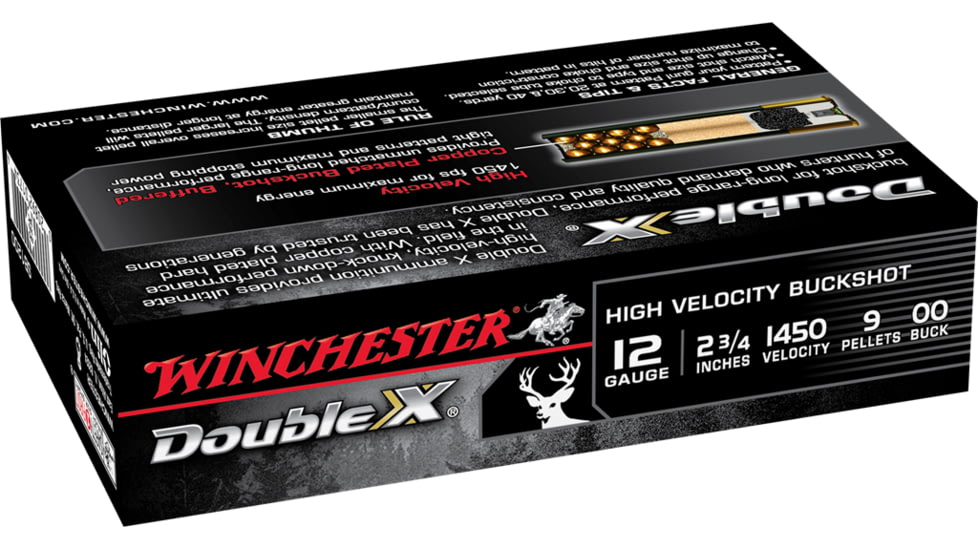 Winchester Double X 12 Gauge 9 Pellets 2.75in Centerfire Shotgun Buckshot Ammo, 5 Rounds, SB1200