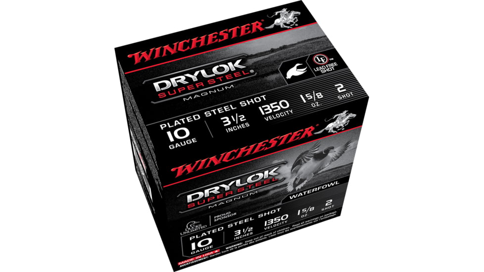 Winchester Drylok 10 Gauge 1 5/8 oz 3.5in Centerfire Shotgun Ammo, 25 Rounds, XSC102