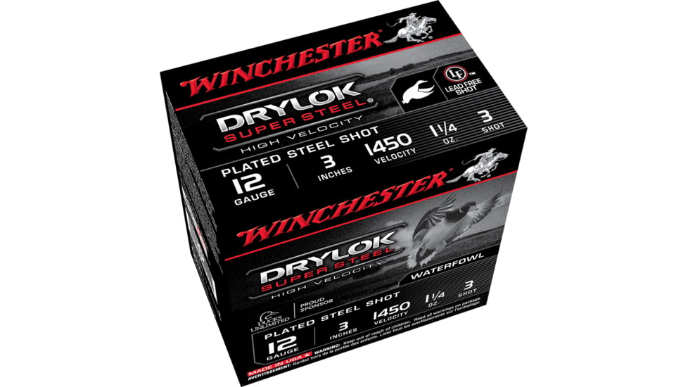Winchester Drylok 12 Gauge 1 1/4 oz 3in Centerfire Shotgun Ammo, 25 Rounds, SSH1233