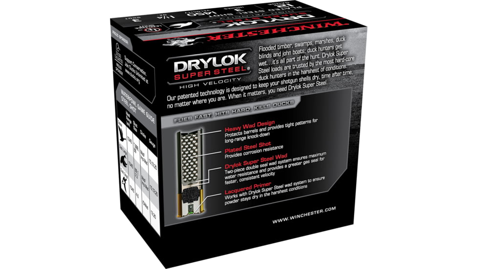 Winchester Drylok 12 Gauge 1 1/4 oz 3in Centerfire Shotgun Ammo, 25 Rounds, SSH1233