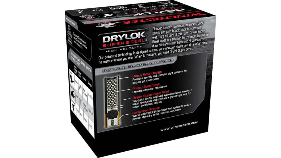 Winchester Drylok 12 Gauge 1 1/4 oz 3in Centerfire Shotgun Ammo, 25 Rounds, SSH1234