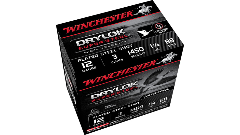 Winchester Drylok 12 Gauge 1 1/4 oz 3in Centerfire Shotgun Ammo, 25 Rounds, SSH123BB