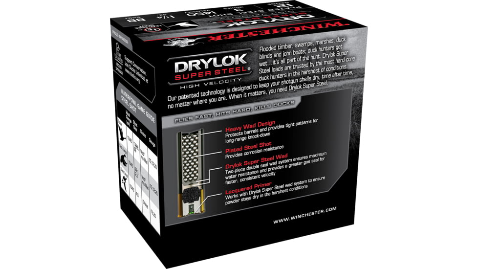 Winchester Drylok 12 Gauge 1 1/4 oz 3in Centerfire Shotgun Ammo, 25 Rounds, SSH123BB