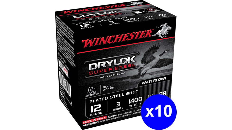 Winchester Drylok Super Steel 12 Gauge 1 1/4 oz 3in Centerfire Shotgun Ammo, 250 Rounds