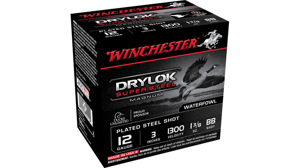 Winchester Drylok Super Steel 12 Gauge 1 3/8 oz 3in Centerfire Shotgun Ammo, 25 Rounds, XSM123BB