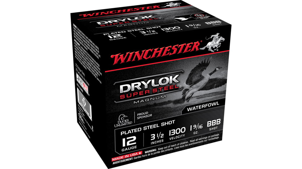 Winchester Drylok Super Steel 12 Gauge 1 9/16 oz 3.5in Centerfire Shotgun Ammo, 25 Rounds, XSC12LBBB