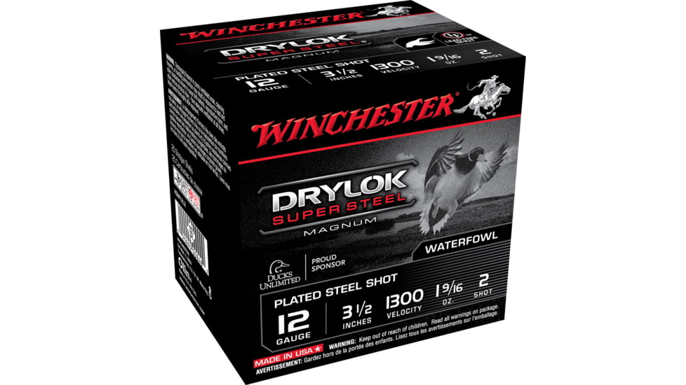 Winchester Drylok Super Steel 12 Gauge 1 9/16 oz 3.5in Centerfire Shotgun Ammo, 25 Rounds, XSM12L2