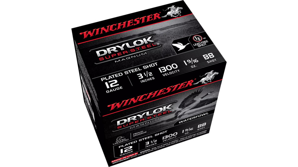 Winchester Drylok 12 Gauge 1 9/16 oz 3.5in Centerfire Shotgun Ammo, 25 Rounds, XSM12LBB