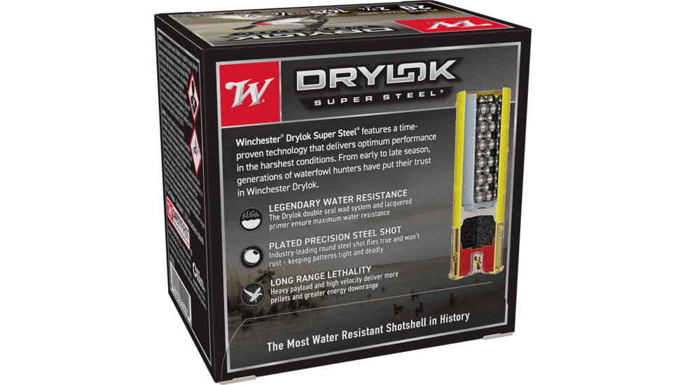Winchester Drylok Steel Magnum 20 Gauge 3/4 oz 2-3/4in Shotgun Ammo, 25 Round, Size 2, XS202