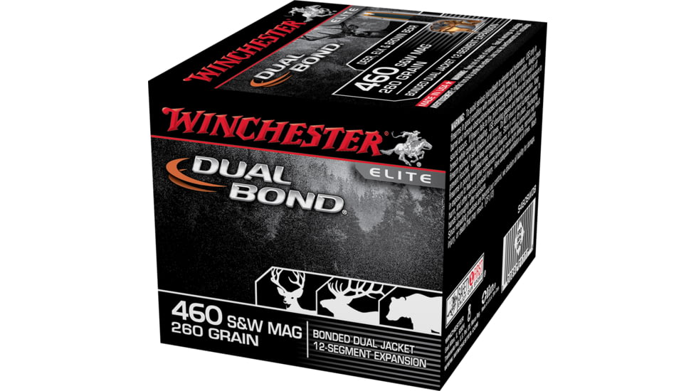Winchester Dual Bond Handgun .460 S&amp;W 260 grain Bonded Dual Jacket Centerfire Pistol Ammo, 20 Rounds, S460SWDB