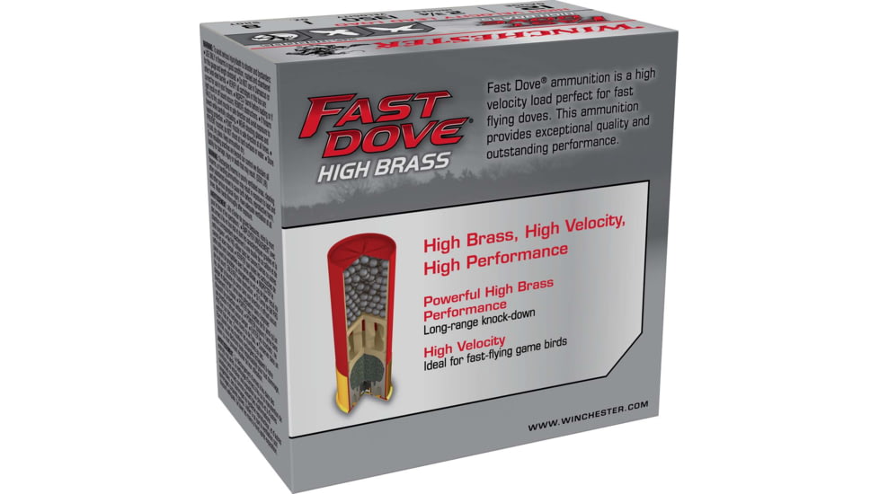 Winchester Fast Dove &amp; Clay High Brass 12 Gauge 1 oz 2.75in #8 Shotgun Ammo, 25 Rounds, WFD128B