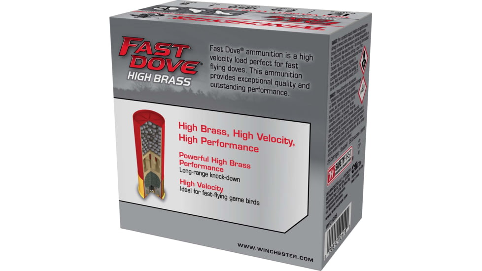 Winchester Fast Dove &amp; Clay High Brass 12 Gauge 1 oz 2.75in #8 Shotgun Ammo, 25 Rounds, WFD128B