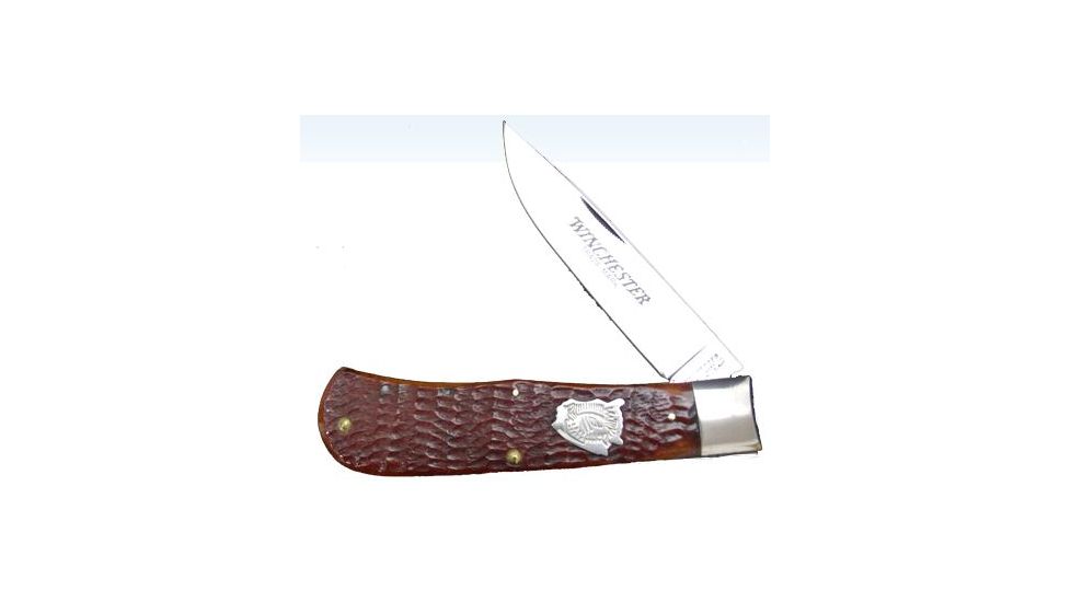 Winchester Knives 4 1/2in, 1 Blade Trapper w/ Burnt Orange Bone Handle W 18 19111 BH
