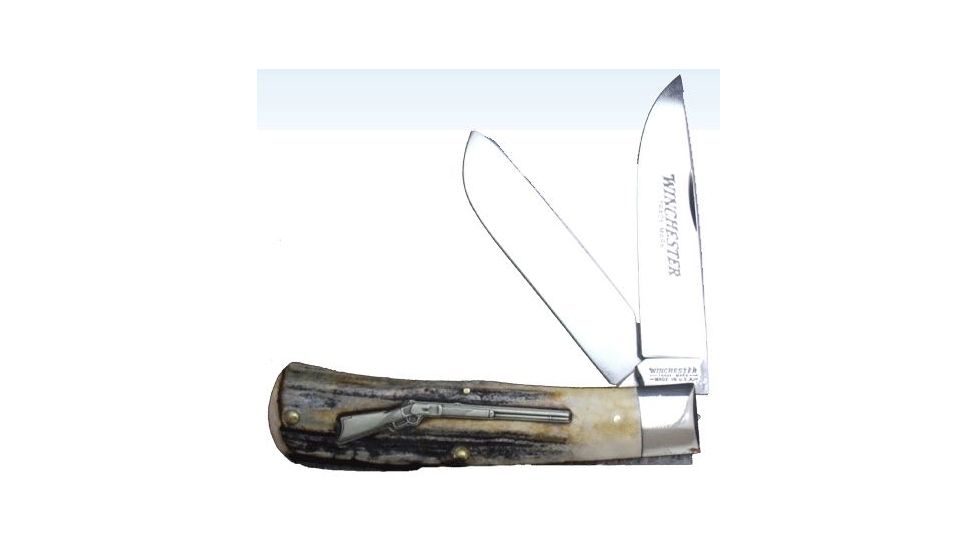 Winchester Knives 4 1/2in, 2 Blade Large Trapper w/ Stag Handle W 15 28103 1/2