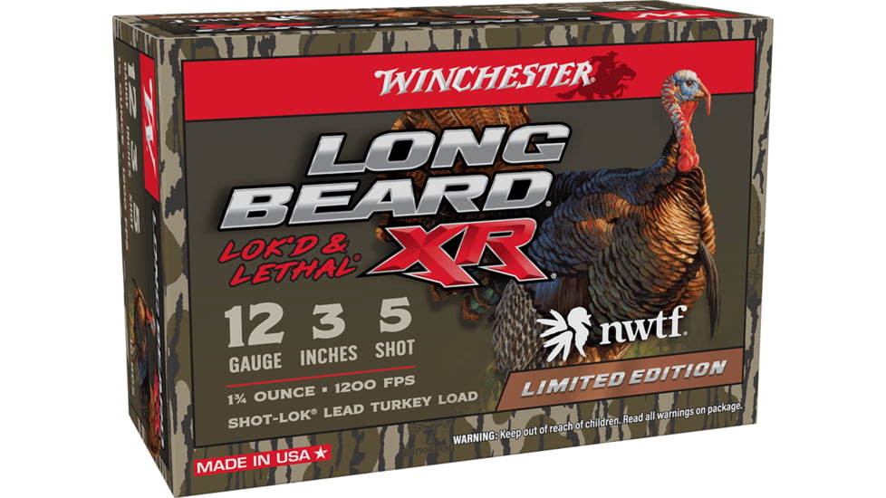 Winchester LONG BEARD XR 12 Gauge 1-3/4oz, 3in, 5 Shot Size, Shotgun Ammo, 10 Rounds, STLB1235N