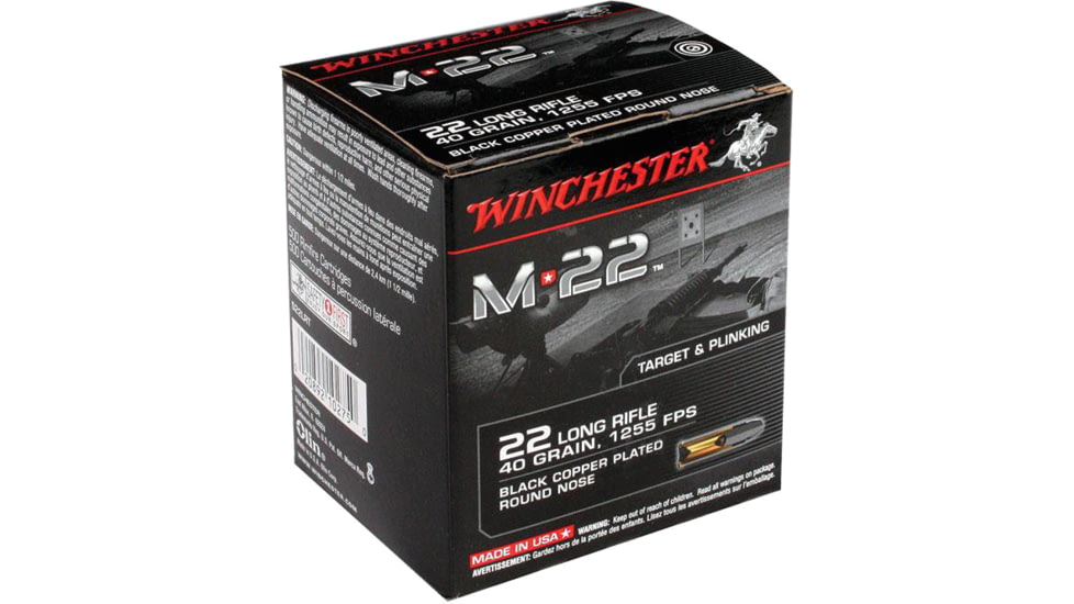 Winchester M-22 Rimfire Rifle Ammo .22 LR 40 gr RN 500/Box, S22LRT5