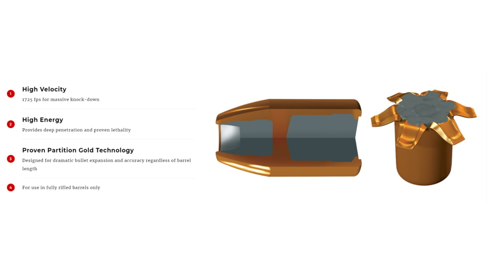 Winchester Partition Gold Shotgun Slugs, 12 Gauge, High Velocity Sabot Slug, 2.75in Shot Length, 385 grain Shot Weight, 5 Rounds, SSP12