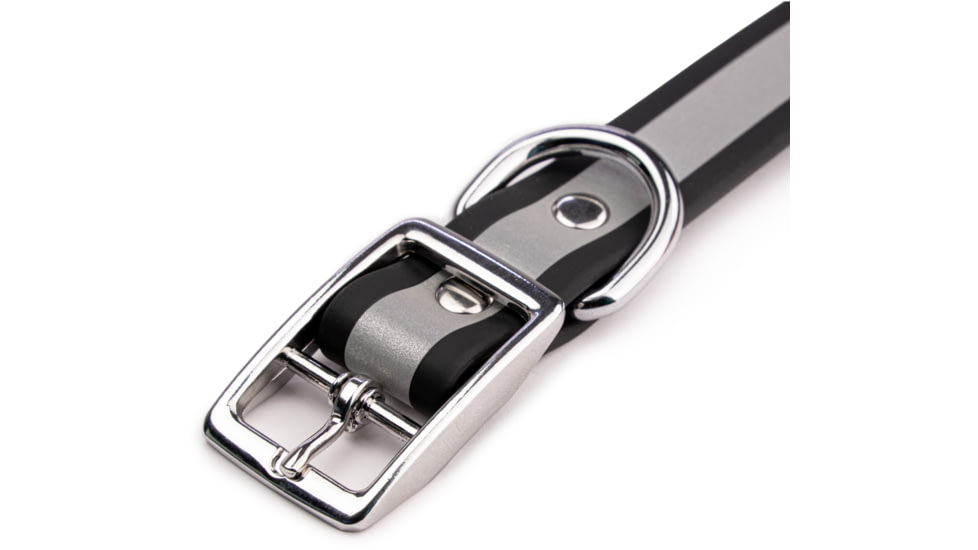 Winchester Pet Core D Ring High Visibility Reflective Collar with Name Plate, Black, L/XL, KB-DRC-BLK-L/XL-NP-1