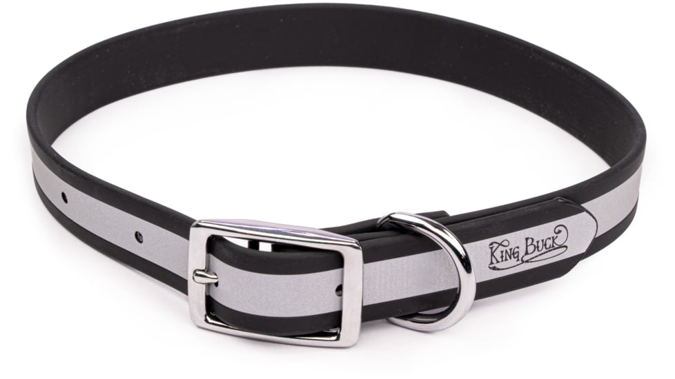 Winchester Pet Core D Ring High Visibility Reflective Collar with Name Plate, Black, L/XL, KB-DRC-BLK-L/XL-NP-1