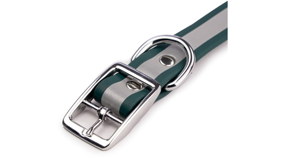 Winchester Pet Core D Ring High Visibility Reflective Collar with Name Plate, Deep Teal, M/L, KB-DRC-DT-M/L-NP-1