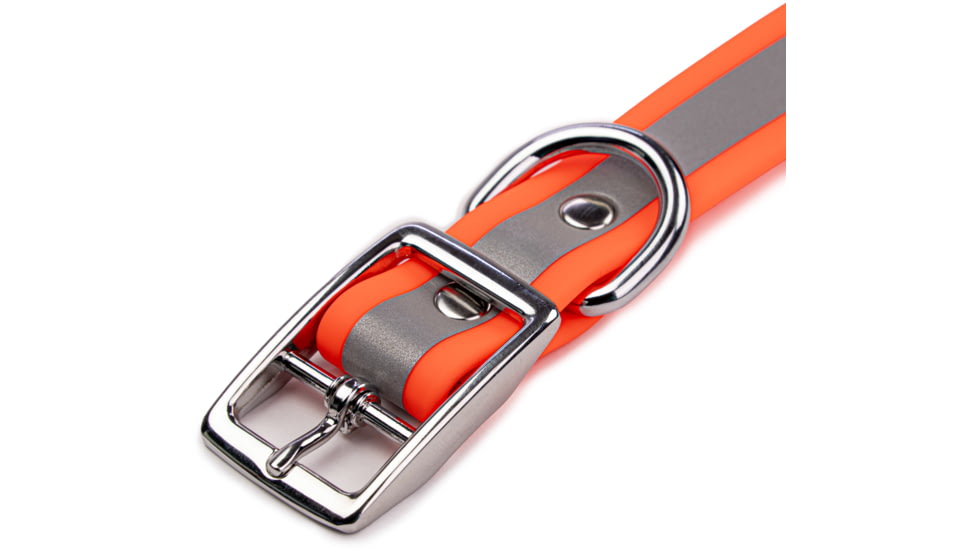 Winchester Pet Core D Ring High Visibility Reflective Collar with Name Plate, Orange, L/XL, KB-DRC-ORNG-L/XL-NP-1