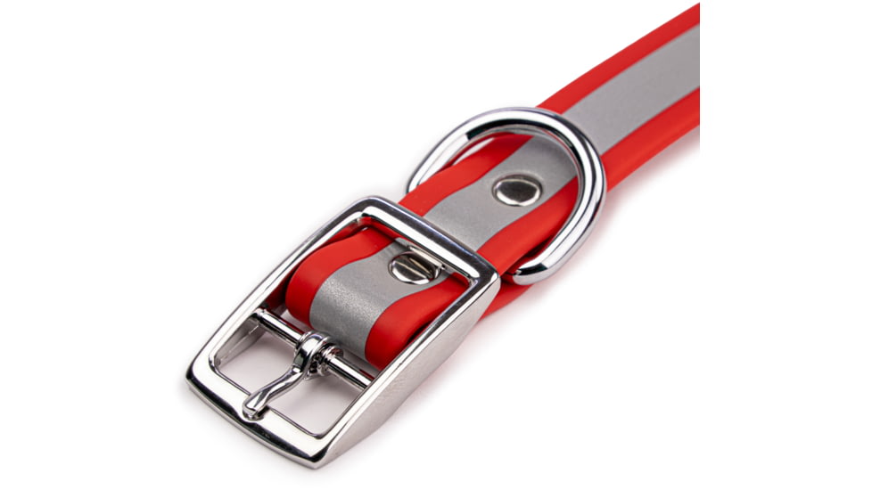 Winchester Pet Core D Ring High Visibility Reflective Collar with Name Plate, Red, M/L, KB-DRC-RD-M/L-NP-1