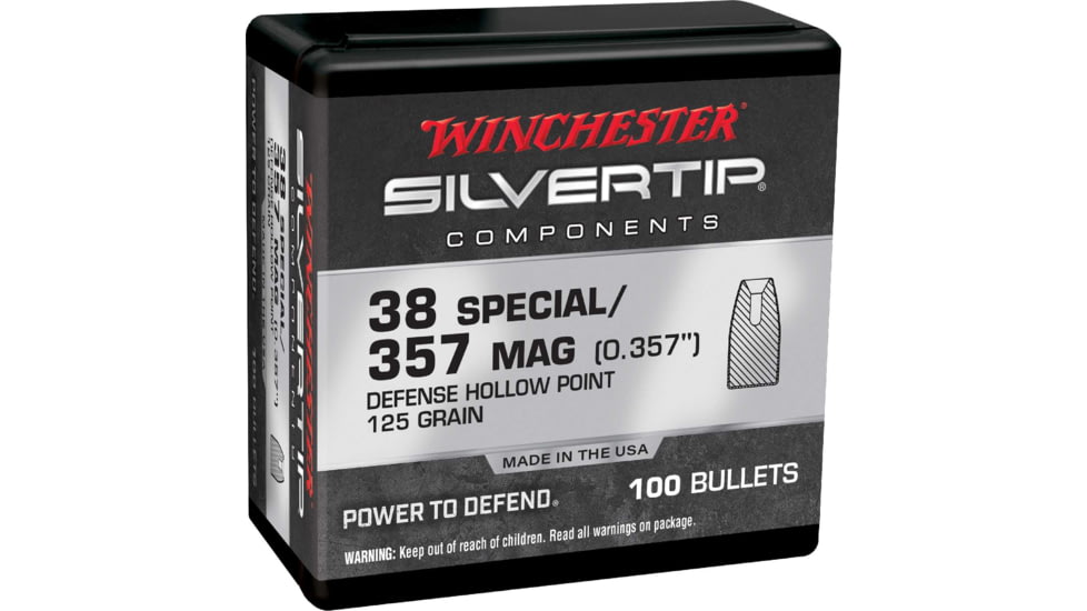 Winchester Pistol Bullets, 38 Special, 125 Grain, Silvertip JHP, 100 Bullets, WB38ST125X