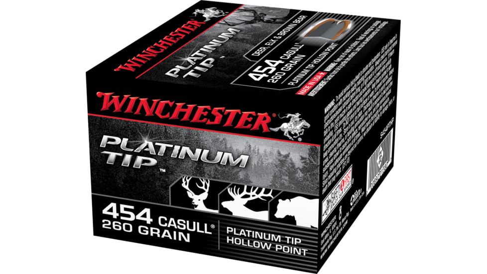 Winchester Platinum Tip Hollow Point .454 Casull 260 grain Platinum Tip Hollow Point Centerfire Pistol Ammo, 20 Rounds, S454PTHP