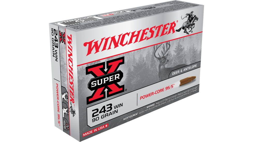 Winchester Power Core 95-5 .243 Winchester 90 grain Power-Core 95/5 Protected Hollow Point Centerfire Rifle Ammo, 20 Rounds, X243WLF