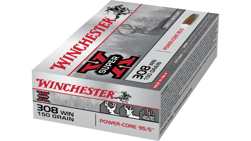 Winchester Power Core 95-5 .308 Winchester 150 grain Power-Core 95/5 Protected Hollow Point Centerfire Rifle Ammo, 20 Rounds, X308LF