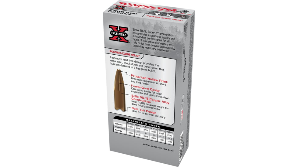 Winchester Power Core 95-5 7mm Winchester Short Magnum 140 grain Power-Core 95/5 Protected Hollow Point Centerfire Rifle Ammo, 20 Rounds, X7MMWSMLF