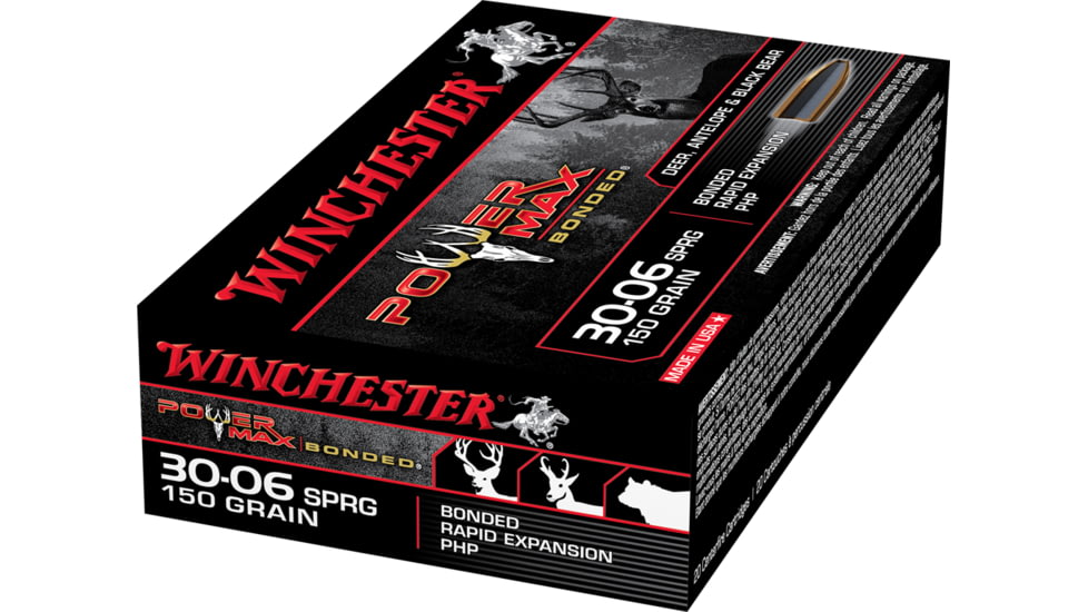 Winchester Power Max BondeD .30-06 Springfield 150 grain Notched Protected Hollow Point Brass Cased Centerfire Rifle Ammo, 20 Rounds, X30061BP