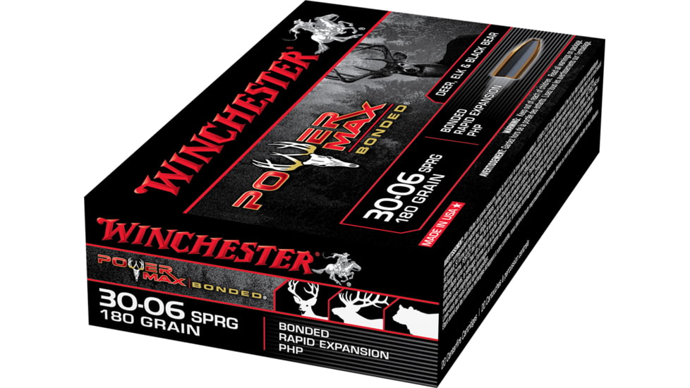 Winchester Power Max BondeD .30-06 Springfield 180 grain Notched Protected Hollow Point Brass Cased Centerfire Rifle Ammo, 20 Rounds, X30064BP