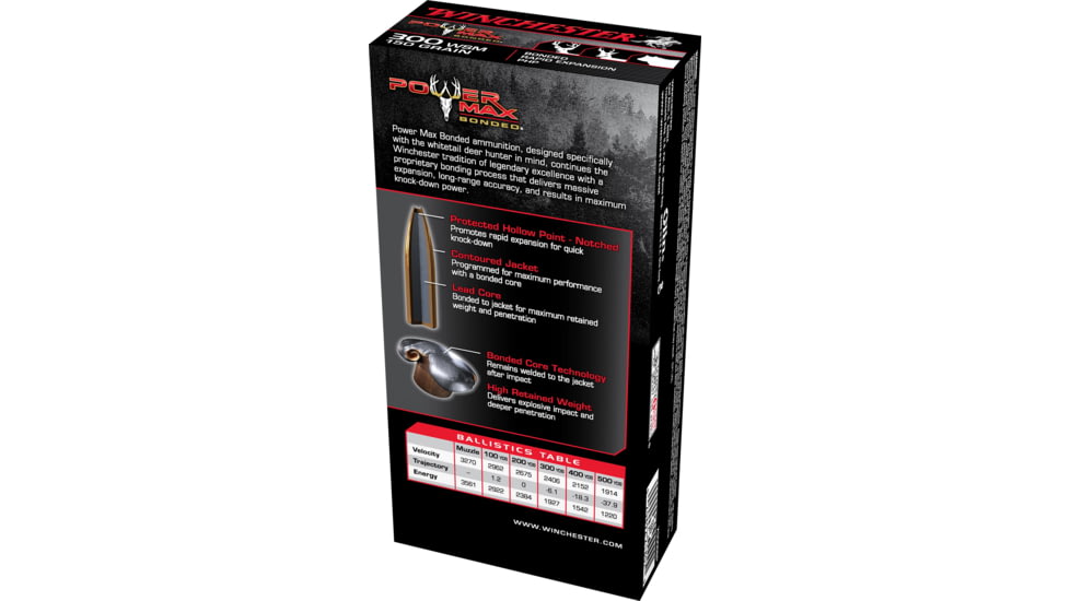 Winchester Power Max BondeD .300 Winchester Short Magnum 150 grain Notched Protected Hollow Point Brass Cased Centerfire Rifle Ammo, 20 Rounds, X300SBP